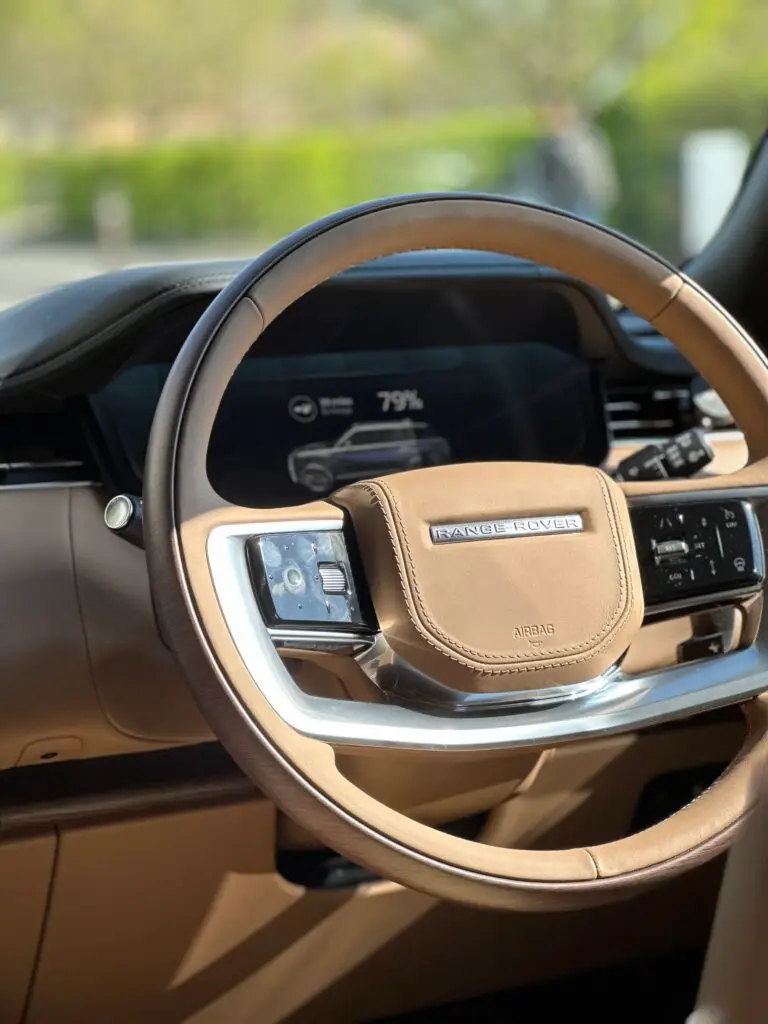 Range Rover interior with brown dashboard